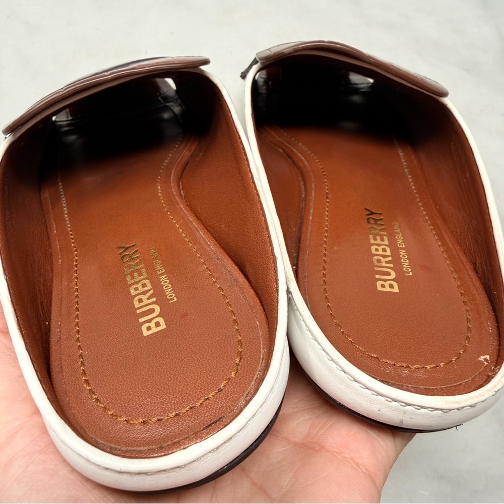Burberry Beckswalk Leather Croc Backless Slide Mule Loafer Flat Shoes Colorblock - Picture 8 of 13